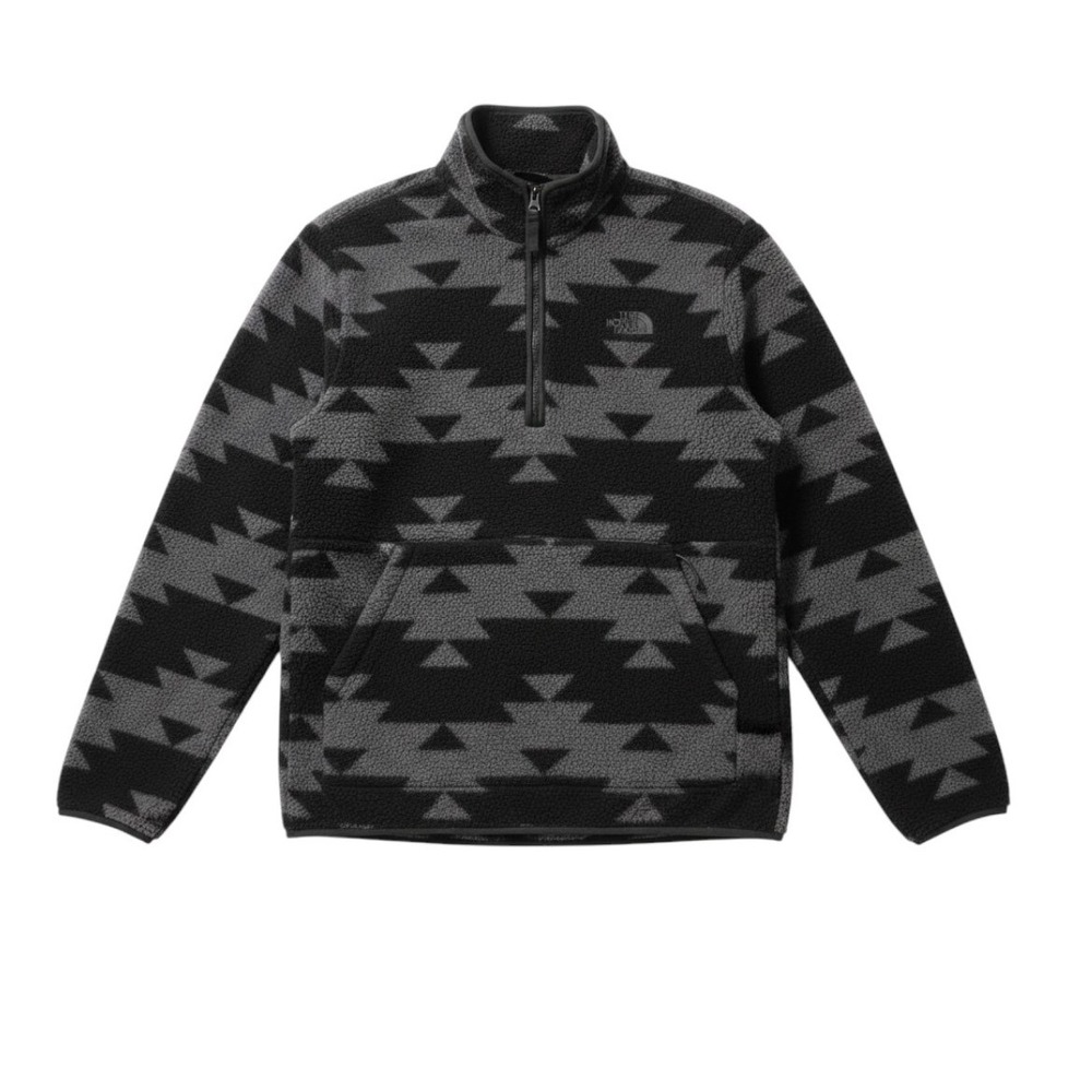The North Face Fleece Pullover Men Small Grey Sherpa Aztec 1/4 Zip TKA 100